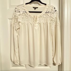 Express Cream White Blouse Lace